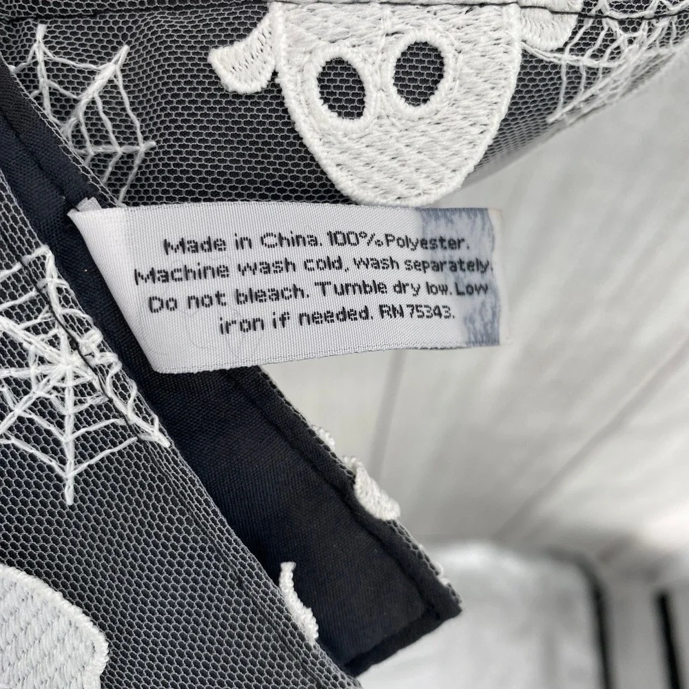 Cupcakes and Cashmere Table Runner Halloween 14x72 Black Ghost Spiderweb Mesh